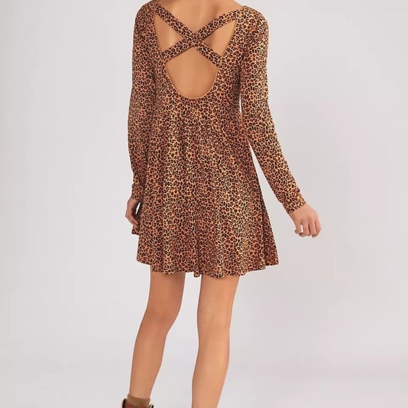 Nwt Daily Practice by Anthropologie Square Neck Mini Dress Animal Leopard Print - Picture 10 of 10